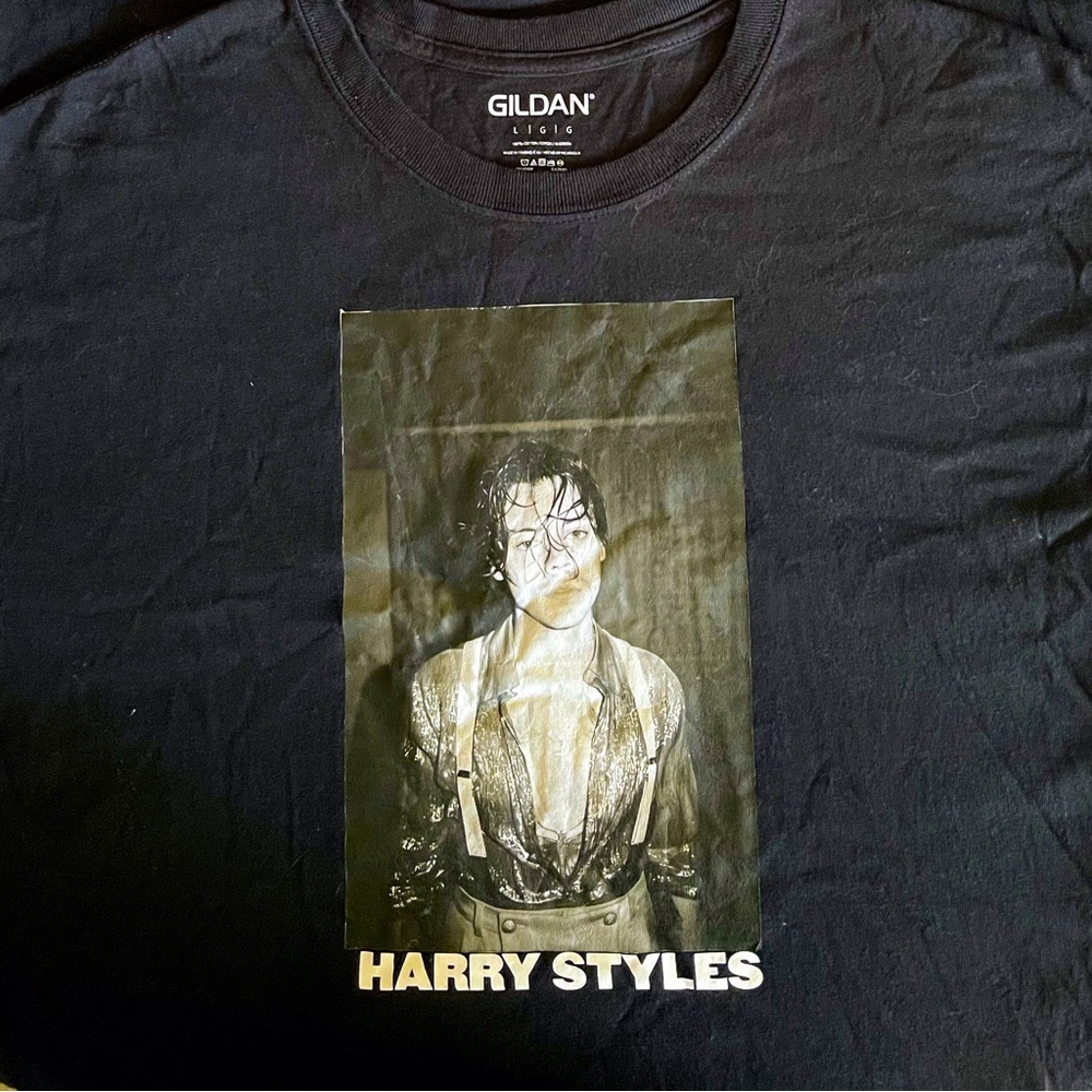 Black “Harry Styles, Do you know who you are”Heavy Duty T-Shirt…